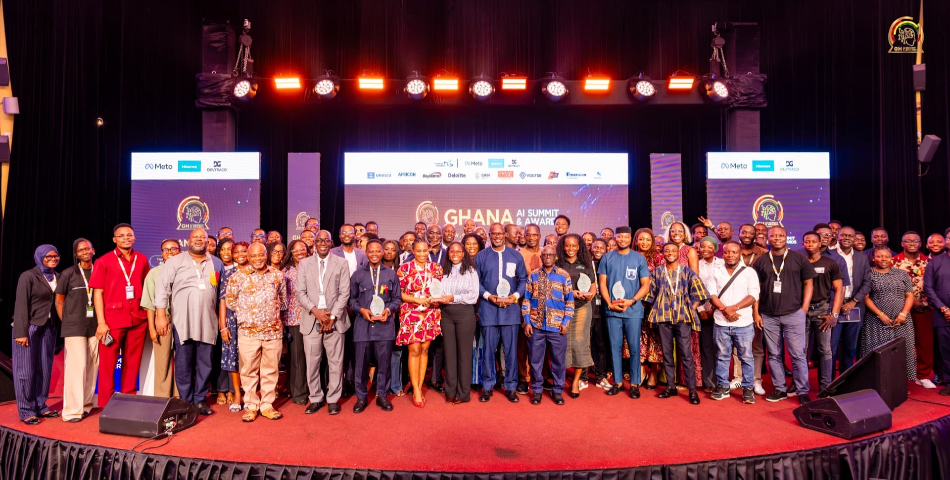 Group photo of all award winners at the Ghana AI Summit & Awards 2026