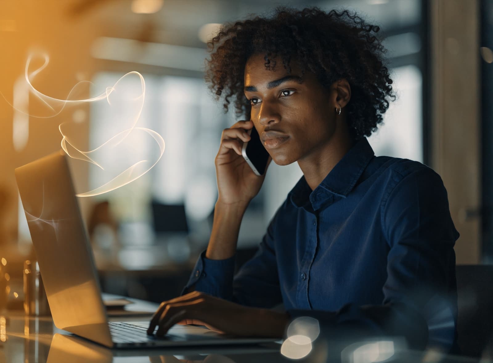 Entrepreneur working with AI tools on a laptop